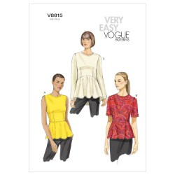 8815 EZ VOGUE FIT EMPIRE PEPLUM TOP SLEEVES OR NOT PATTERN 8-16; 16-24  UNCUT choice